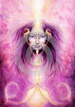 Beautiful painting of a violett angelic spirit with a womanÃ¢â¬â¢s, multicolor Illustration photo